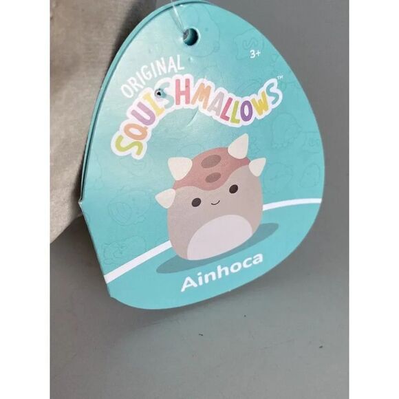Squishmallows 8” AINHOCA Ankylosaurus Gray Taupe Brown Armored Dinosaur Soft NEW - Picture 2 of 9